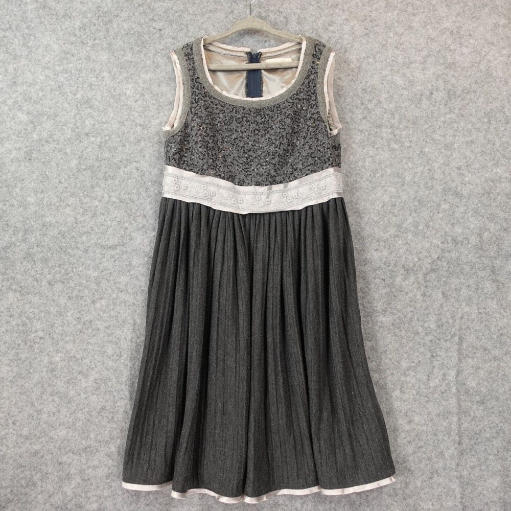 Girls Chic Party Dress 10 Silver Gray Sequin Lace Plisse Holiday MONNALISA ITALY